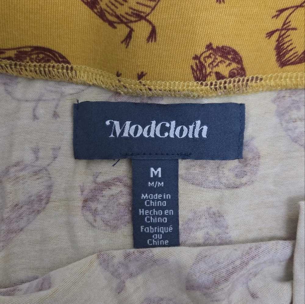 Modcloth Yellow Owl Pattern Skater Skirt - Picture 3 of 6
